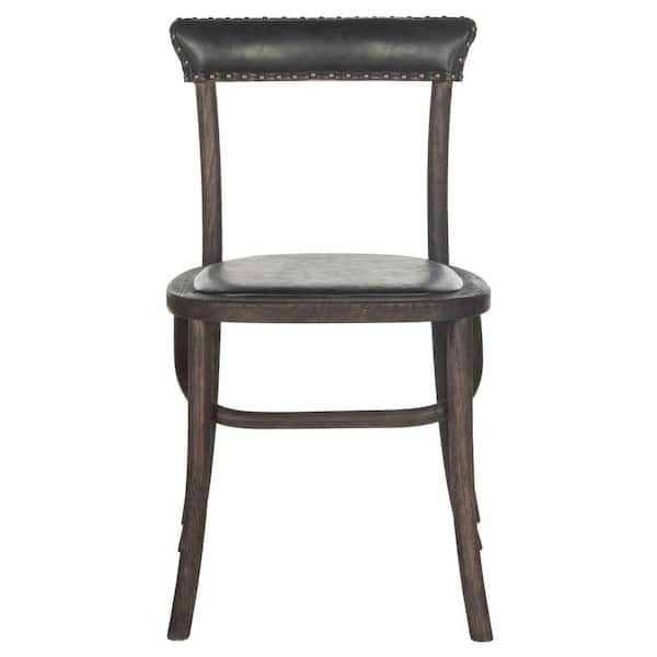 SAFAVIEH Kenny Antique Black Bicast Leather Side Chair (Set of 2)