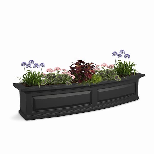 Nantucket 48 in. x 11.5 in. Self-Watering Black Polyethylene Window Box