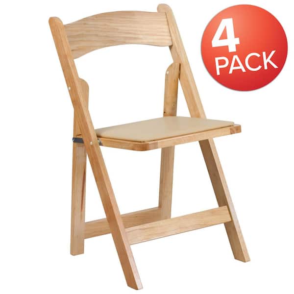 Flash Furniture Natural Wood Folding Chair (4-Pack)