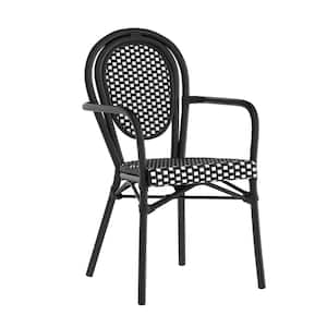 Black Aluminum Outdoor Dining Chair in White