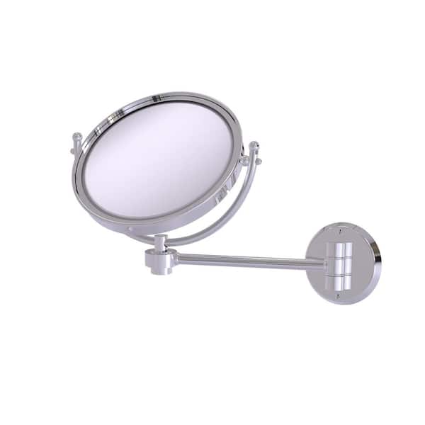 Allied Brass 8 in. W x 10 in. H Small Large Round Tri Fold Metal Framed Magnifying Wall Bathroom Vanity Mirror in Polished Chrome