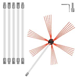 Chimney Sweep Kit 20 ft. Length, Chimney Brush Kit, 6 Nylon Flexible Rods, Rotary Chimney Cleaning Kit Driven by Drill
