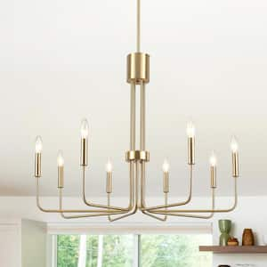 8-Light Modern Minimalist Gold Candle Style Island Chandelier Light for Kitchen Dining Room with No Bulbs Included