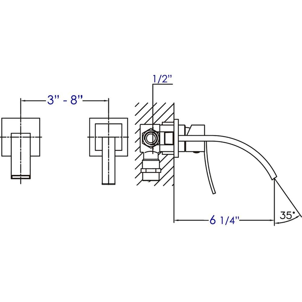 Brushed Nickel Modern Wall-Mounted Single Lever Bathroom Faucet