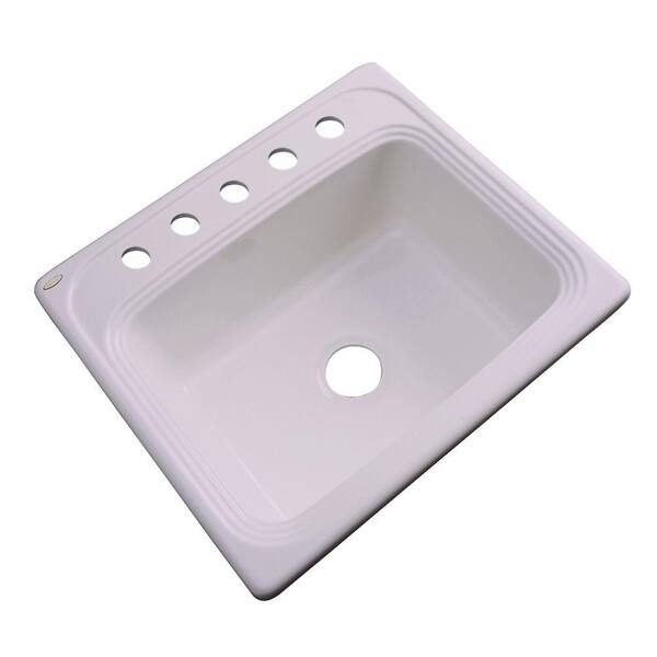 Thermocast Wellington Drop-in Acrylic 25x22x9 in. 5-Hole Single Bowl Kitchen Sink in Innocent Blush