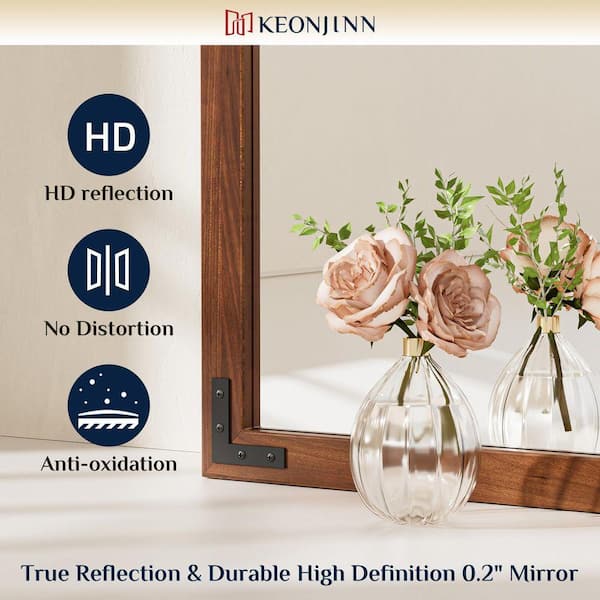KeonJinn 72 in. W x 36 in. H Rectangular Rustic Wood Framed Mirror