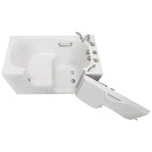 Wheelchair Transfer 60 in. Acrylic Walk in Soaking Tub in White with Faucet Set, Heated Seat and Right 2 in. Dual Drain