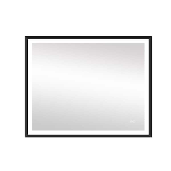 Unbranded 40 in. W x 32 in. H LED Rectangular Framed Wall Mounted Bathroom Vanity Mirror ; Front Lighted Mirror in Matte Black