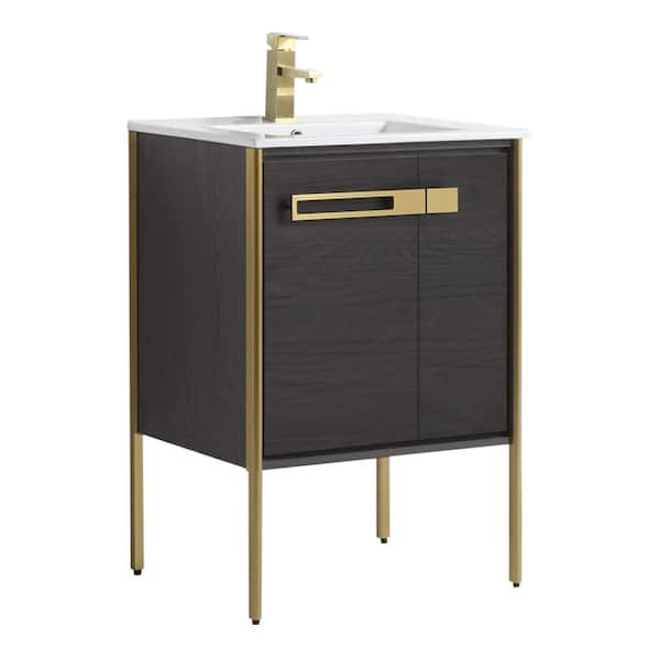 Bathroom Vanity Corner Unit, Oak Sink Cabinet, Ceramic Basin Tap & Plug  Option