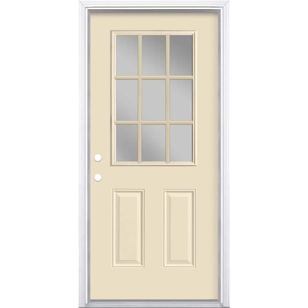 be door クリーム Masonite 36 in. x 80 in. 9 Lite Right-Hand Inswing Painted Steel