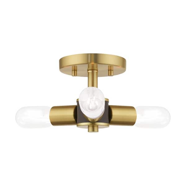 AVIANCE LIGHTING Copenhagen 3 Light Satin Brass Semi Flush Mount
