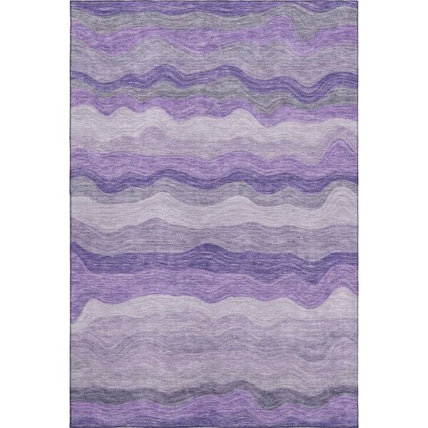 Mayfield Premium Machine Washable Abstract AMF2397 Purple 5 ft. x 7 ft. 6 in. Area Rug