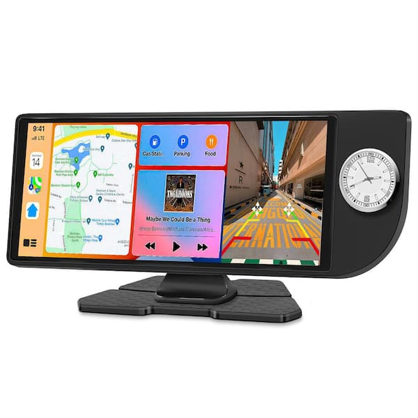 10.26 in HD Touch Screen Car Stereo, with CarPlay, Android Auto, White Built-in Clock, Dual Cameras