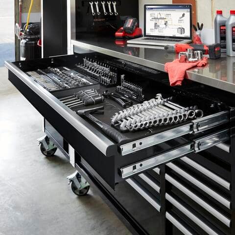 Husky Tool Storage 72 in. W x 25 in. D Professional Duty Black Mobile Workbench Cabinet with Stainless Steel Top