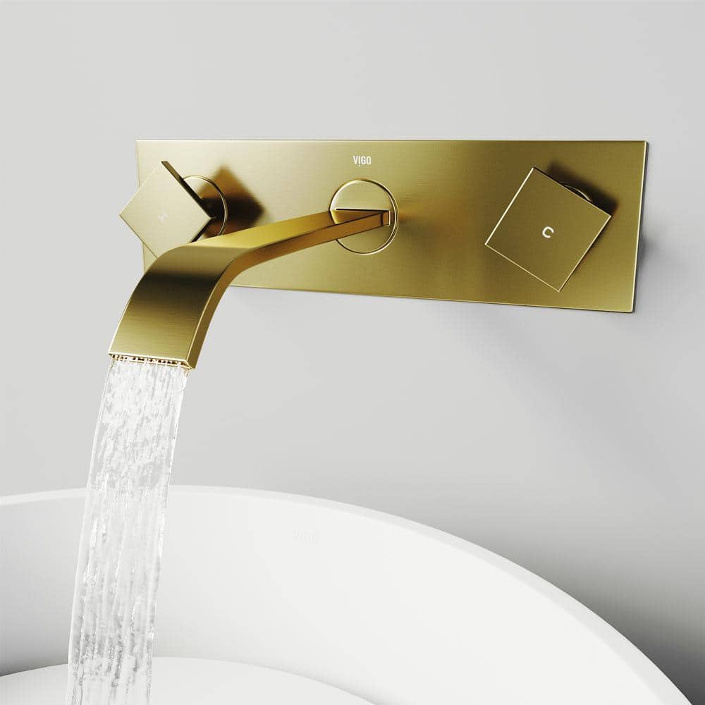 Matte Gold Two-Handle Wall Mount Bathroom Faucet