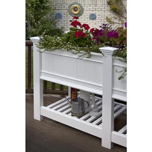 Cambridge 69 in. x 24 in. x 36 in. White Vinyl Planter and Extension kit