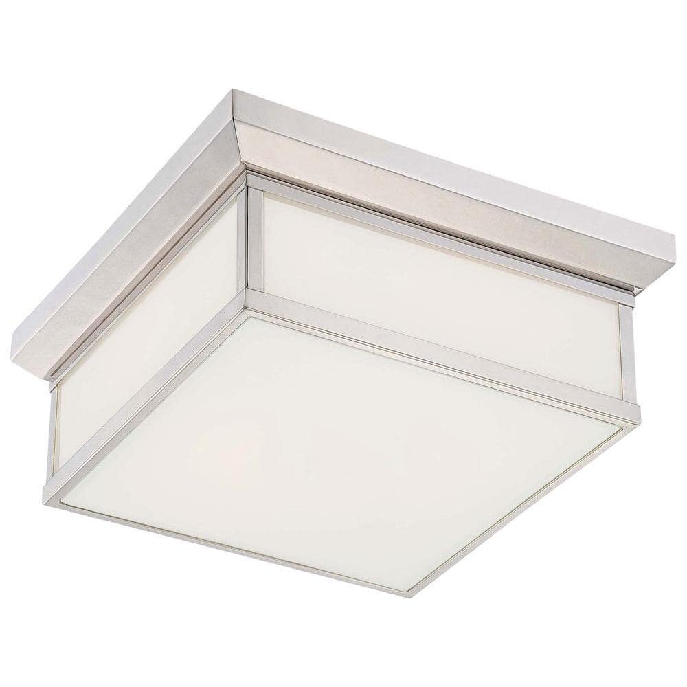 Elegant Polished Nickel Flush Mount Ceiling Light with White Glass