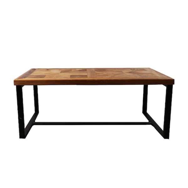 Tidoin 43 in. Black Rectangle Metal Coffee Table with MDF Tabletop