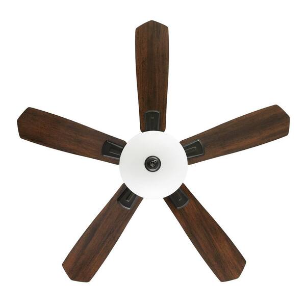 Hampton Bay Wellston Ii 44 In Indoor Led Bronze Dry Rated Downrod Ceiling Fan With Light Kit And 5 Reversible Blades 52044 Downrod Ceiling Fan With Light Kit, Ceiling Fan Drop Downrod