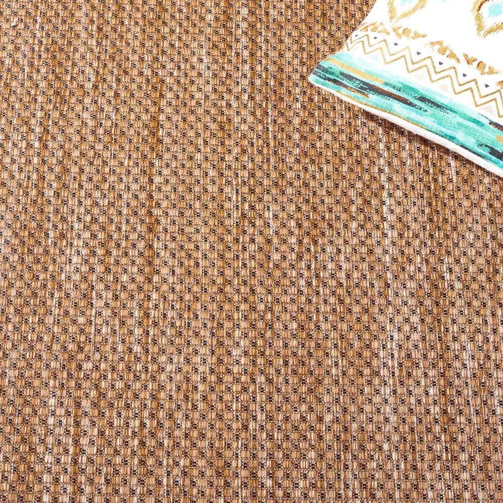 Natural and Gold Synthetic Non-slip Indoor/Outdoor Runner Rug