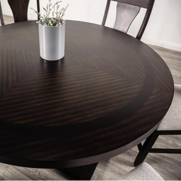 Furniture of America Kix Espresso Wood Top 54 in. Angled Pedestal