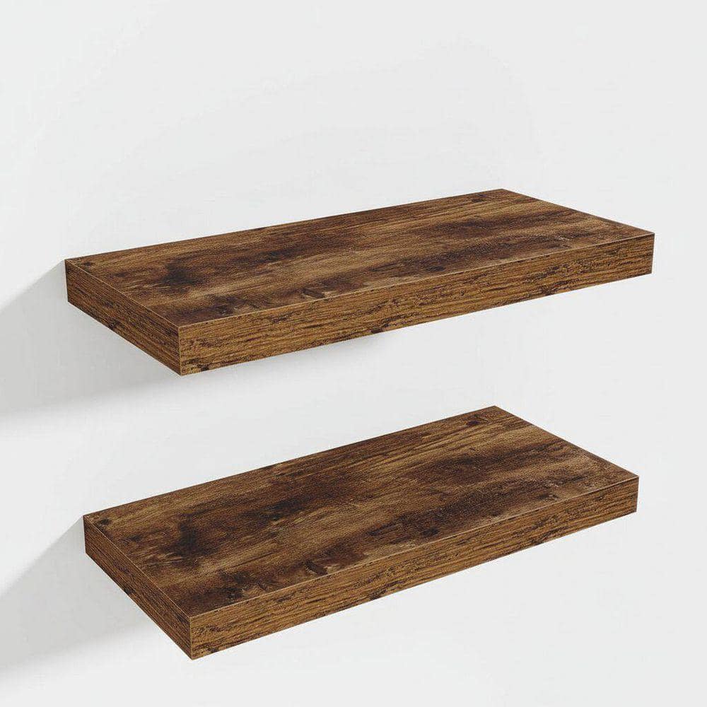24 in. W x 8 in. D Rustic Brown Wood Wall Mounted Display Ledge
