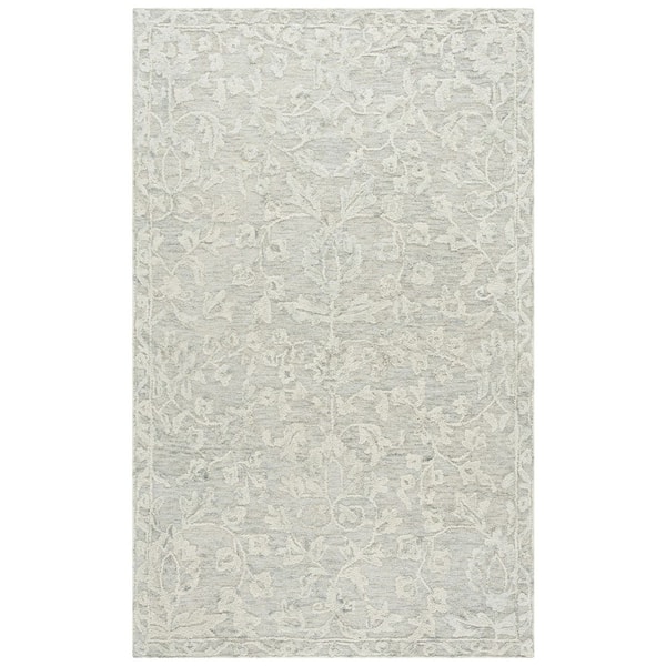 Marquee 8 ft. x 10 ft. Gray/Ivory Solid Color Floral Area Rug