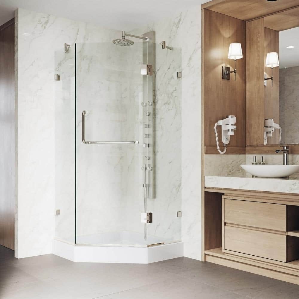 Piedmont 40'' Brushed Nickel Frameless Neo-Angle Shower Enclosure