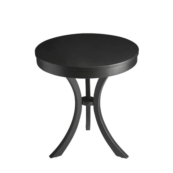 Gerard 24 in. W Black Round Wood End/Side Table