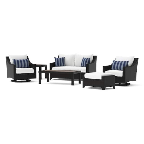 RST BRANDS Deco 6-Piece Wicker Motion Patio Conversation Set with Sunbrella Centered Ink Cushions
