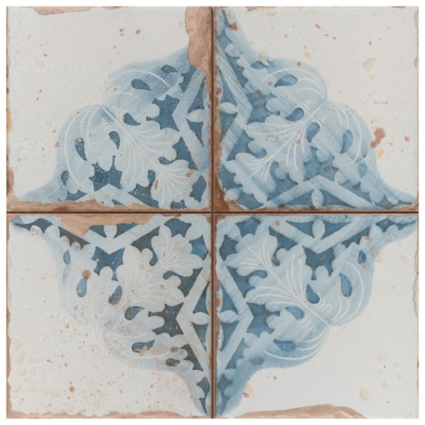 Merola Tile Artisan Azul Decor 13 in. x 13 in. Ceramic Floor and Wall Tile (12.0 sq. ft./Case)