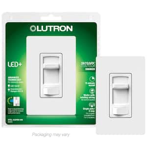 Skylark Contour LED+ Dimmer Switch for Dimmable LED, Halogen & Incandescent Bulbs, Single-Pole/3-Way, w/Wallplate, White