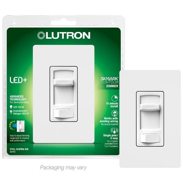 [2 Pack] LAMPADA Dimmer Light Switch - Single Pole Or 3-Way, No Neutral Required, Compatible With LED/CFL/Incandescent