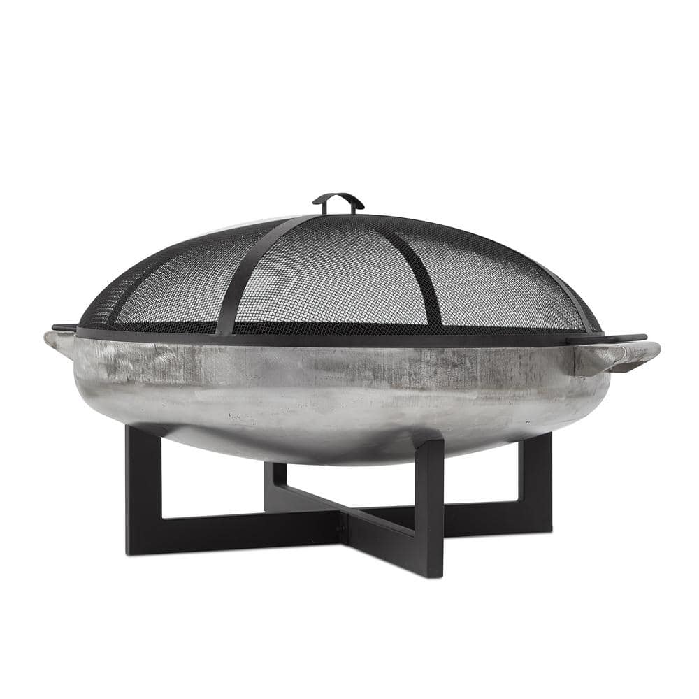 La Porte 34.5" Black and Rust Steel Wood Burning Fire Pit