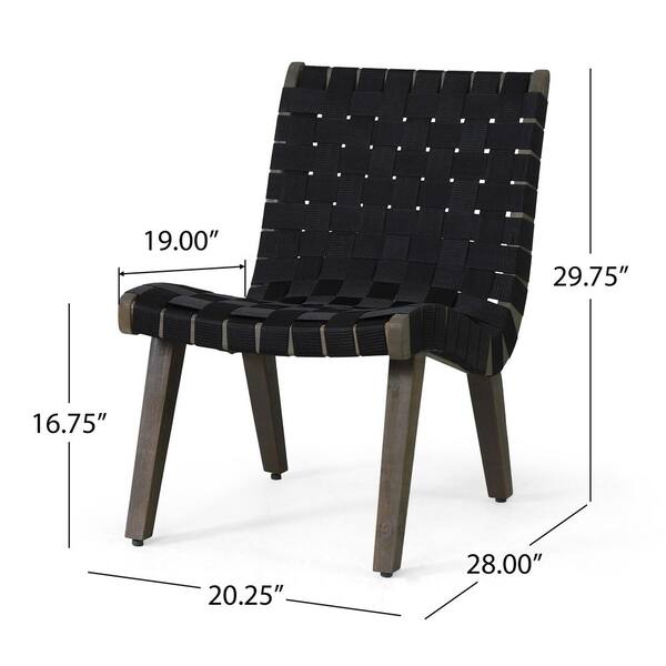 Black Wood Outdoor Lounge Chair with Rope Weave Set of 2 ZOBLC