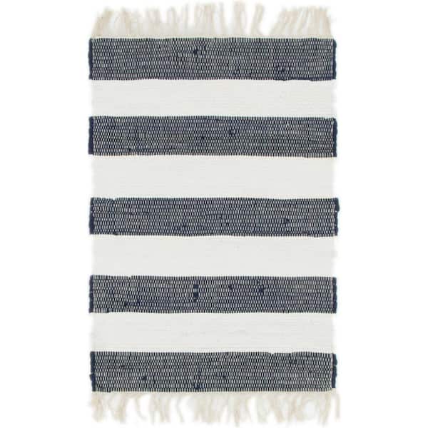 StyleWell Lorelei Navy/Ivory Doormat 2 ft. x 3 ft. Striped Area Rug