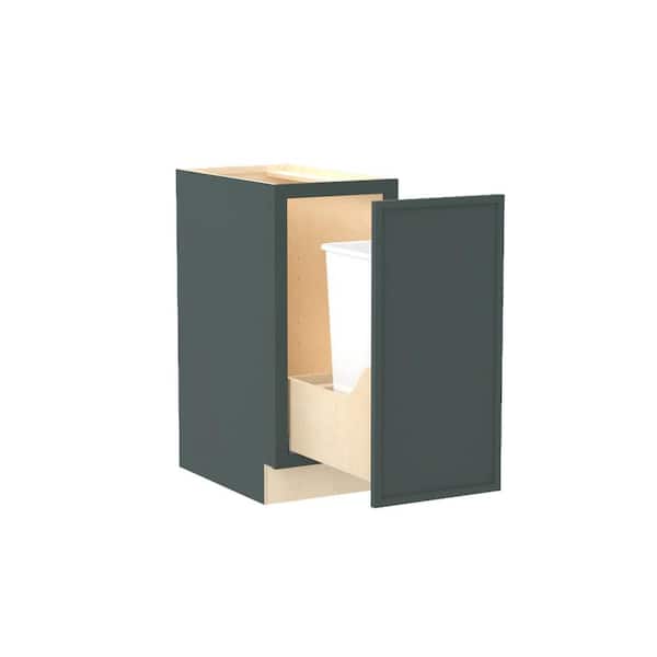 Franklin 15 in. W x 24 in. D x 34.5 in. H Assembled Plywood Trash Can Kitchen Cabinet in Verdant Green with Soft Close