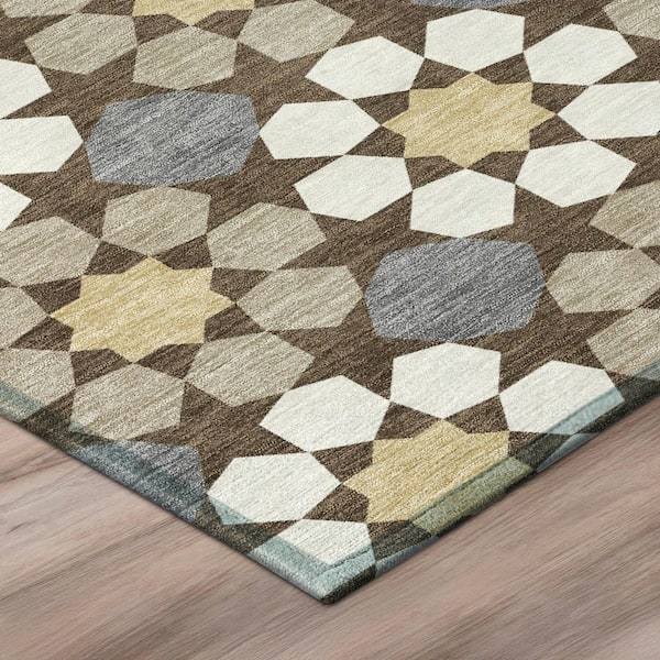 Chantille Machine Washable Indoor/Outdoor Abstract ACN2984 Chocolate 10 ft. x 14 ft. Area Rug