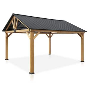 15 ft. x 13 ft. Cedar Wood Hardtop Outdoor Patio Gazebo with Galvanized Steel Roof