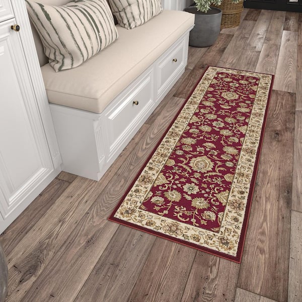 Sensation Border Red 2 ft. x 8 ft. Indoor Runner Rug