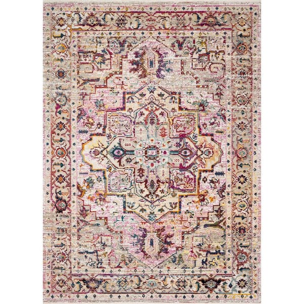Loloi Silvia Natural/Multi 6 ft. x 8 ft. 8 in. Transitional 100% Polypropylene Pile Area Rug