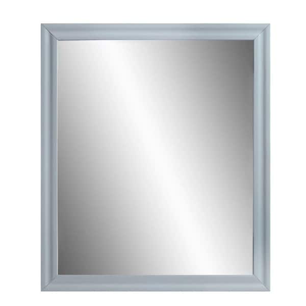 Benjara 1 in W x 39 in H Gray Modern Rectangular Wood Frame Wall Mirror