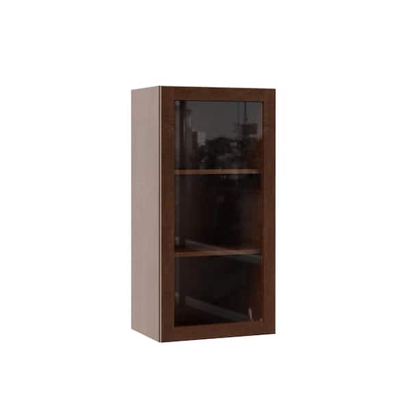 Hampton Bay Designer Series Soleste Assembled 18x36x12 in. Wall Kitchen Cabinet with Glass Door in Spice