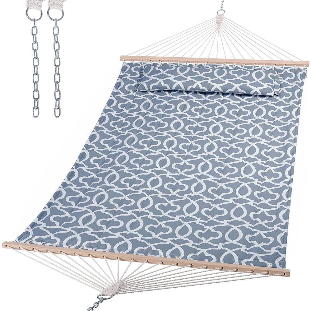 12 ft. Double Tree Hammock with Hardwood Spreader Bar, Extra Large Soft Pil
