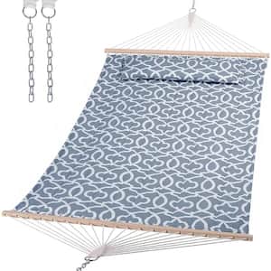 12 ft. Double Tree Hammock with Hardwood Spreader Bar, Extra Large Soft Pillow (Dark Gray Pattern)