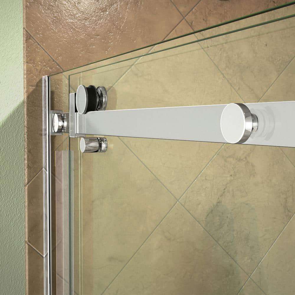 Enigma Air 60" Frameless Sliding Tub Door in Brushed Stainless Steel