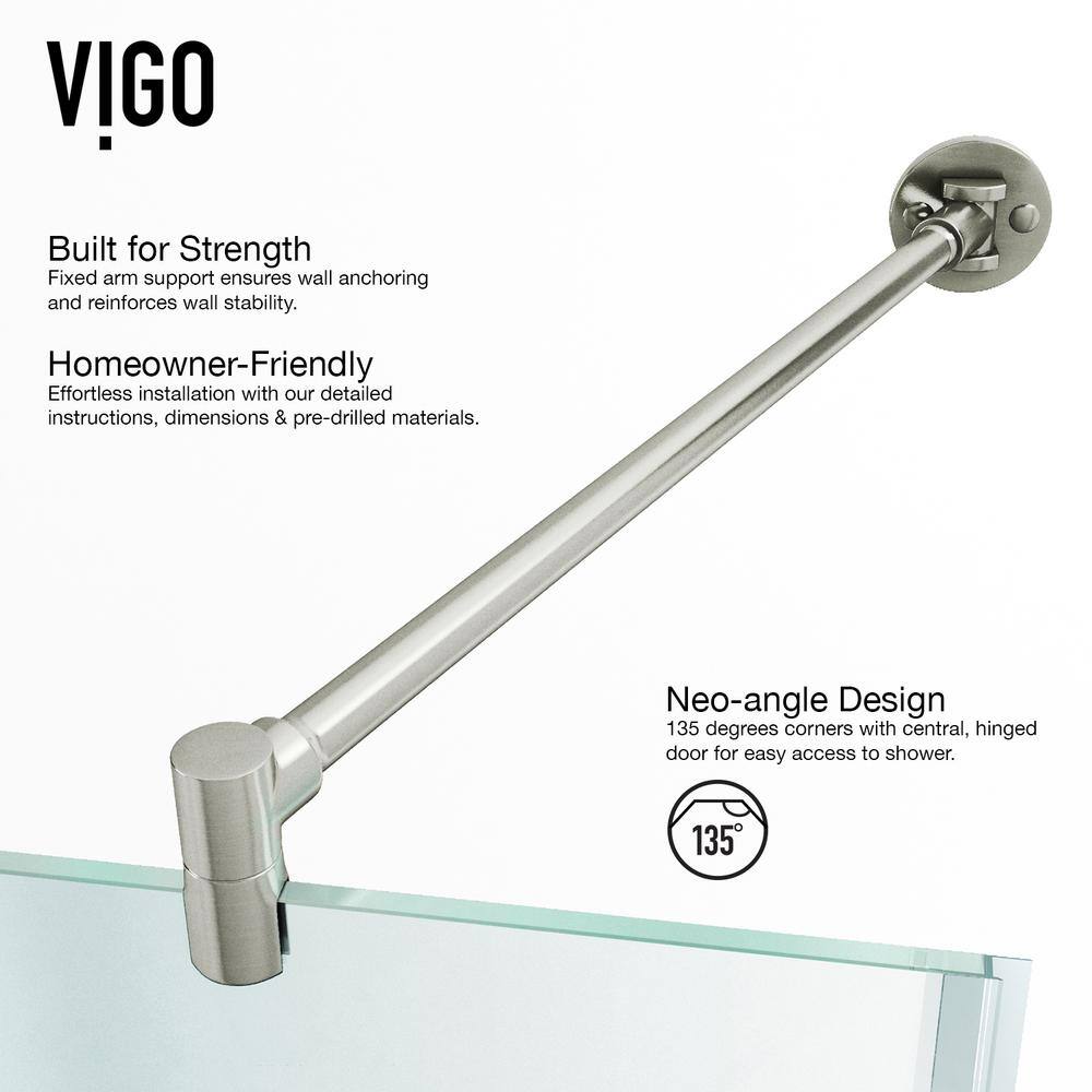 Verona 42" Frameless Neo-Angle Shower Enclosure with Clear Glass and Brushed Nickel Hardware