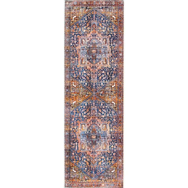 Ethel Medallion Fringe Rust 3 ft. x 8 ft. Runner Rug