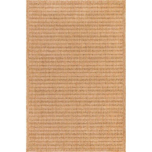 Unique Loom Outdoor Checkered Light Brown 5' 3 x 8' 0 Area Rug