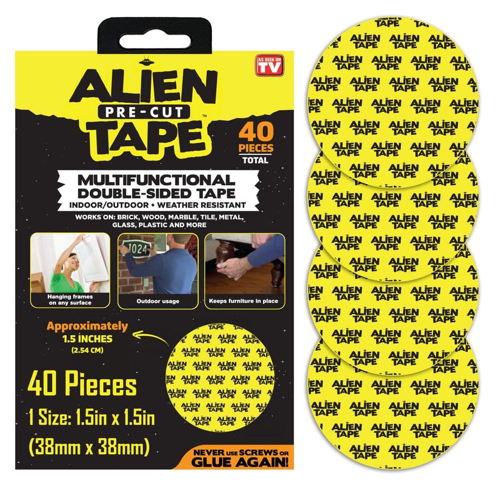 As Seen on TV Alien Pre-Cut Tape 40-Pieces Multi-Functional Double-Sided Adhesive Round Mounting Strip Tape